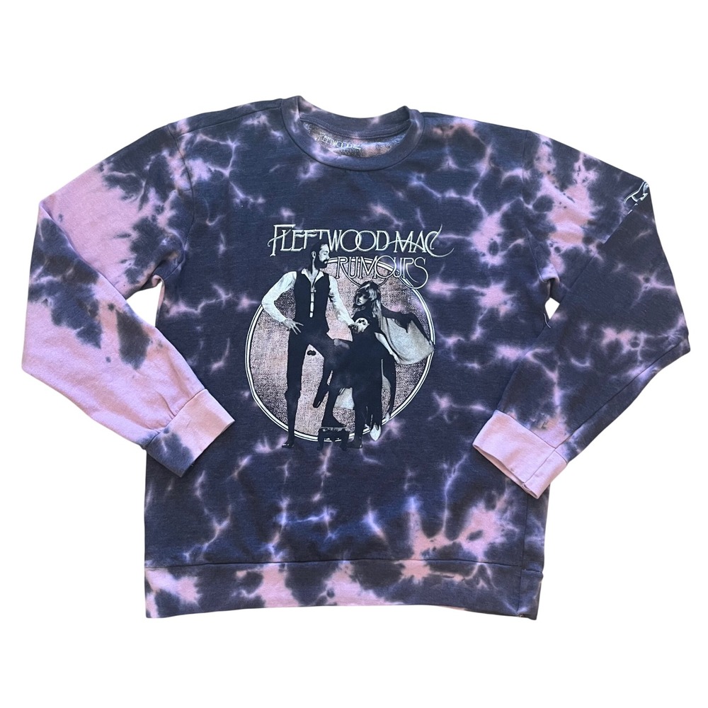 Fleetwood Mac Rumours Tie Dye Sweatshirt Purple Black Band Graphic Crewneck Lg